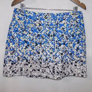 Slazenger Golf Womens 8 Funky Blue White Black Yellow Skort Geometric Pattern